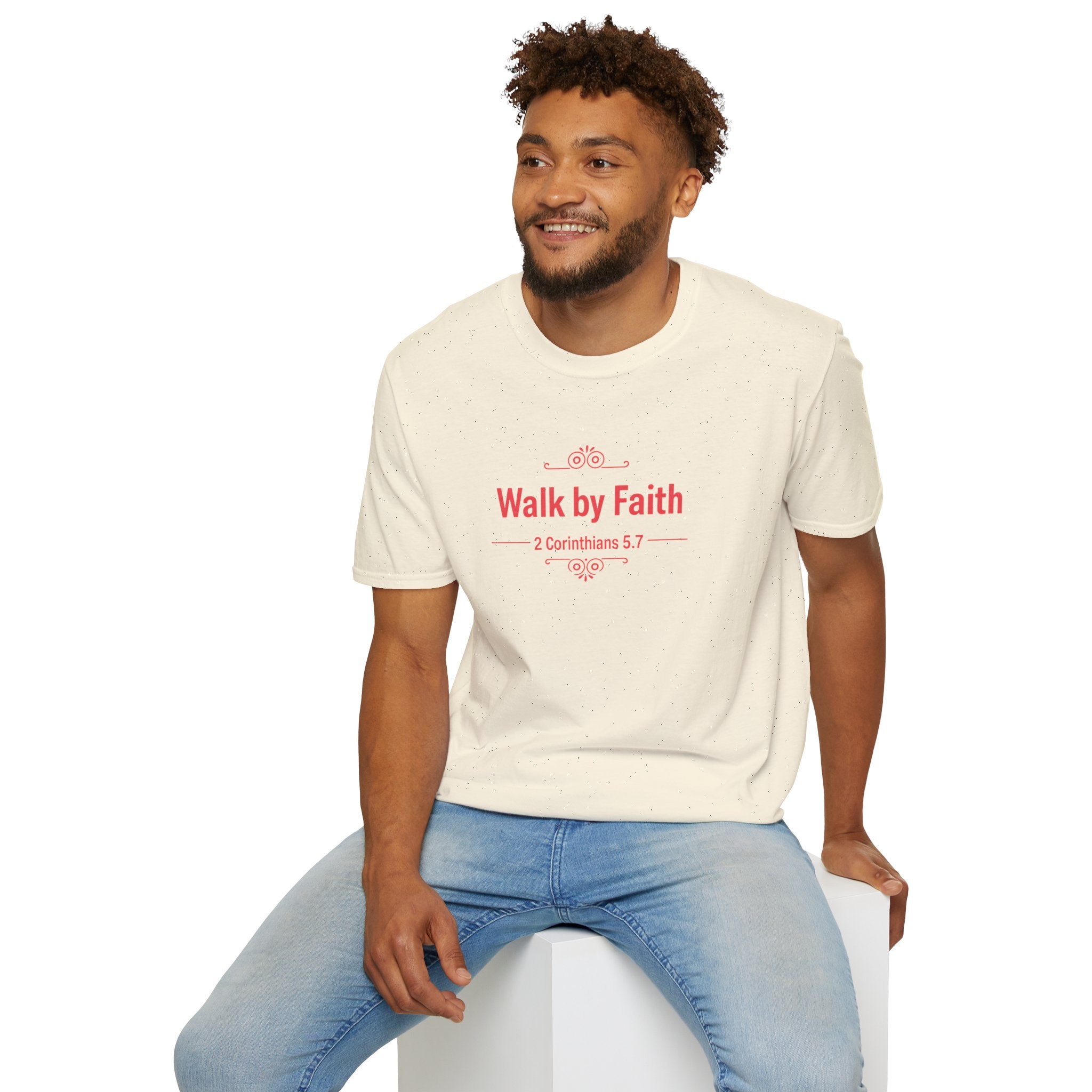 Walk by Faith T-Shirt — 2 Corinthians 5:7 Inspirational Christian Tee