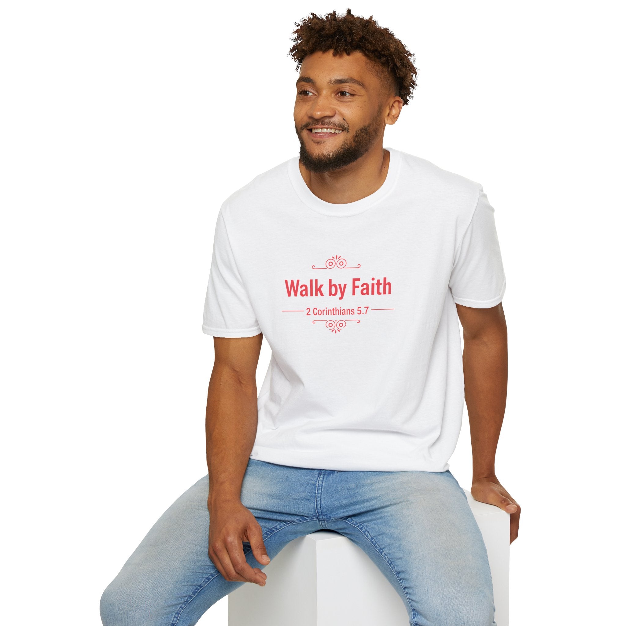 Walk by Faith T-Shirt — 2 Corinthians 5:7 Inspirational Christian Tee