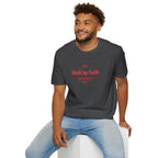 Walk by Faith T-Shirt — 2 Corinthians 5:7 Inspirational Christian Tee