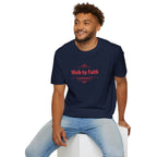 Walk by Faith T-Shirt — 2 Corinthians 5:7 Inspirational Christian Tee