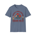 Isaiah 40:31 Floral Bible Verse T-Shirt — "Strength Comes From Him" Christian Tee