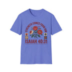 Isaiah 40:31 Floral Bible Verse T-Shirt — "Strength Comes From Him" Christian Tee