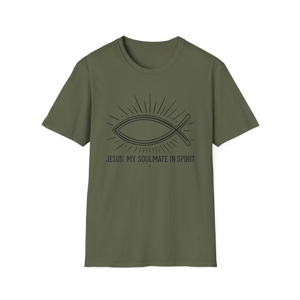 Christian Fish T-Shirt — "Jesus My Soulmate in Spirit" Faith Tee