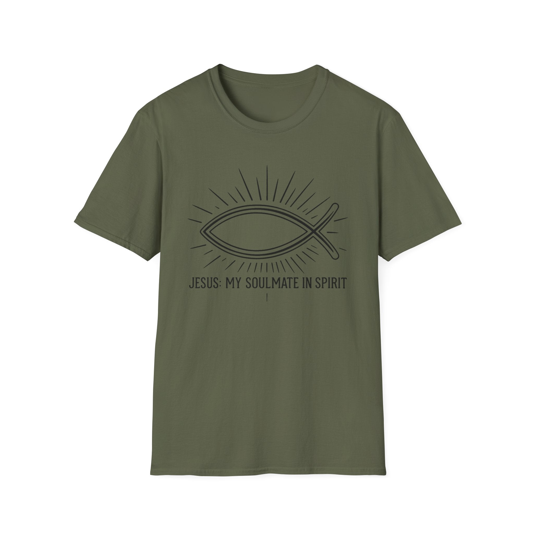 Christian Fish T-Shirt — "Jesus My Soulmate in Spirit" Faith Tee